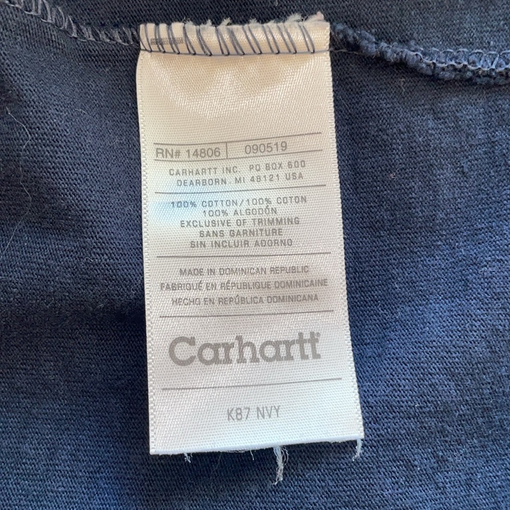Carhartt logo pocket tee in navy blue. 100% cotton. Men's L. Like new condition. - Picture 6 of 7